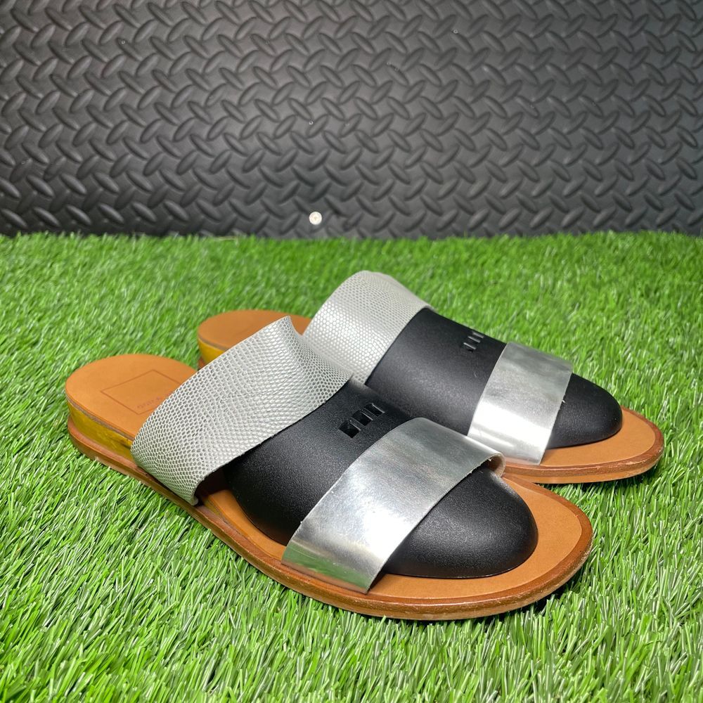 Dolce Vita Gray Brown Shiny Snake Skin Pattern Strap Sandal Women's Size 6.5